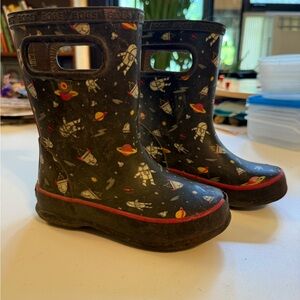 Bogs Kids Black Space-Themed Rain Boots
